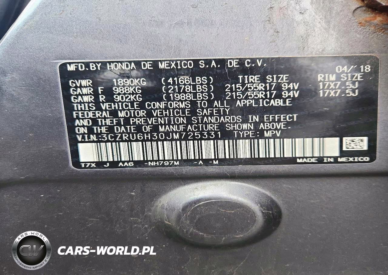 2018 Honda Hr-V Lx VIN:3CZRU6H30JM725331 - 13