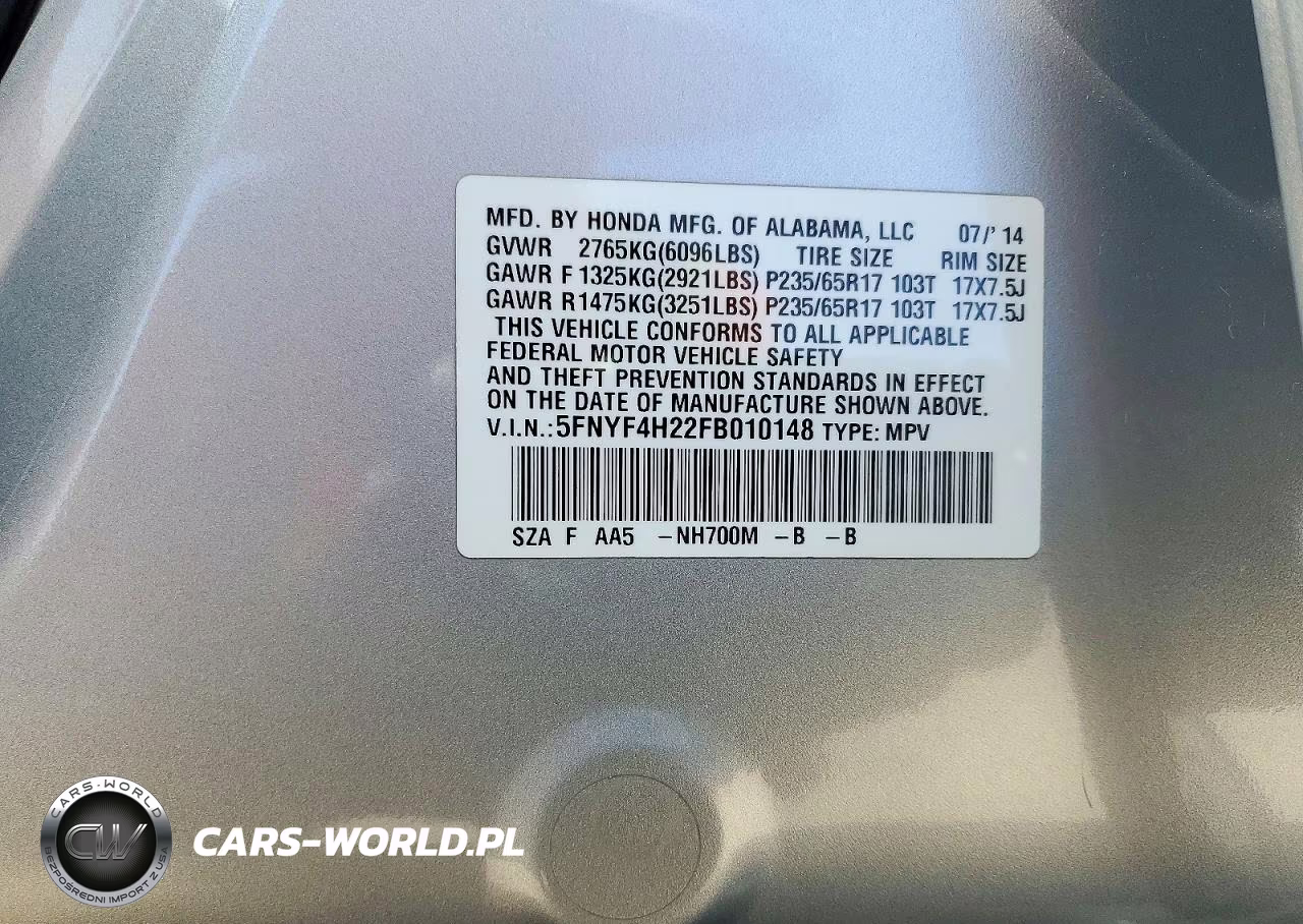 2015 Honda Pilot Lx VIN:5FNYF4H22FB010148 - 12