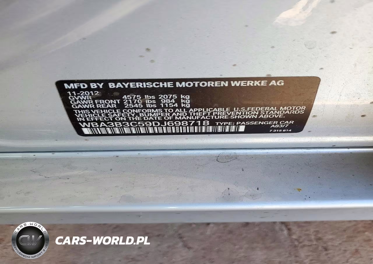2013 BMW 328 Xi VIN:WBA3B3C59DJ698718 - 12