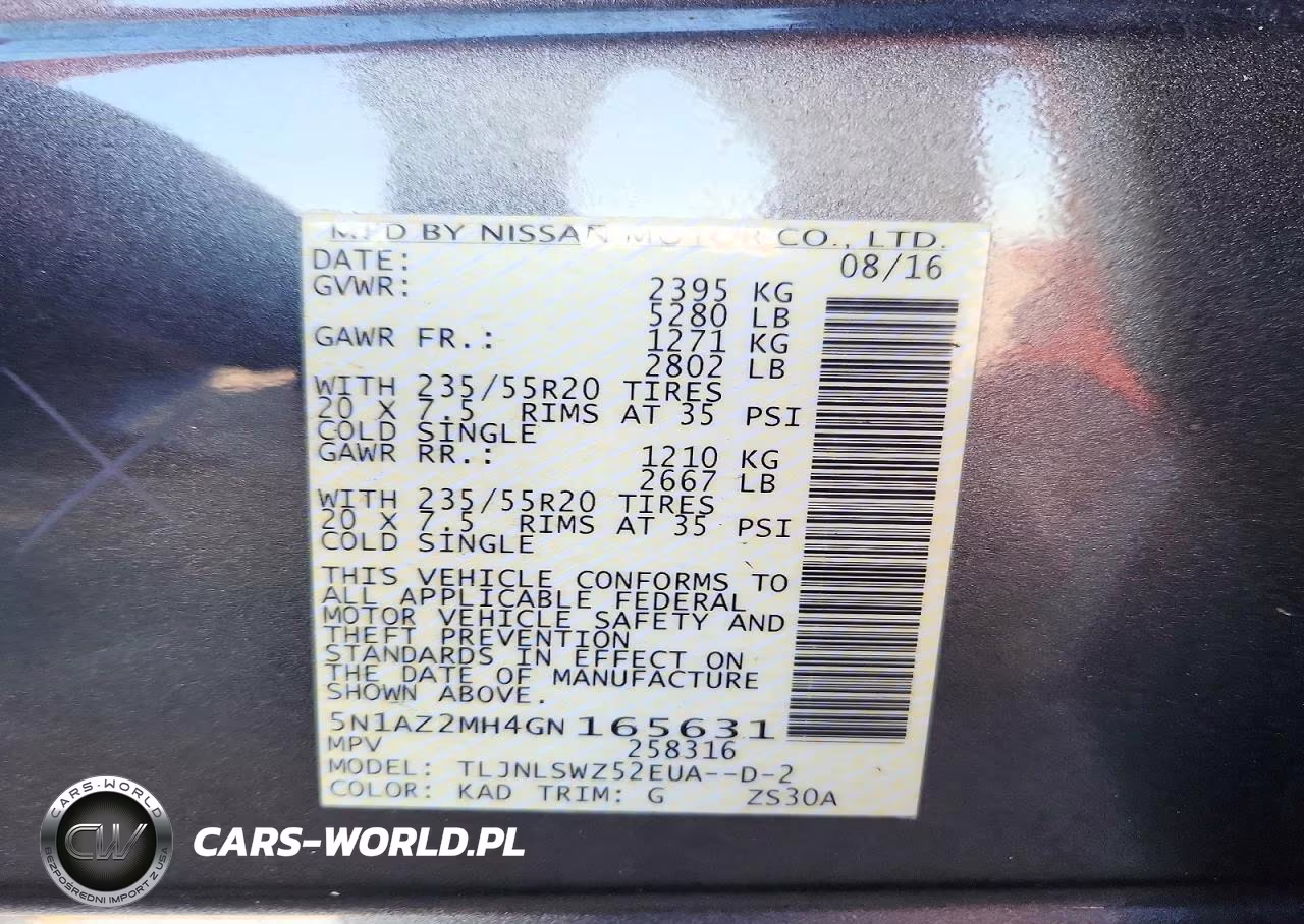 2016 Nissan Murano Platinum VIN:5N1AZ2MH4GN165631 - 13