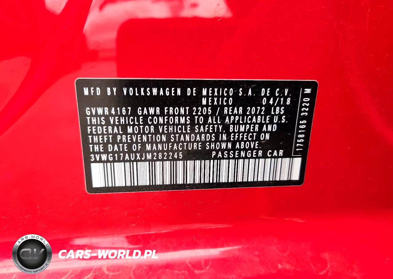 2018 Volkswagen Golf S VIN:3VWG17AUXJM282245 - 13