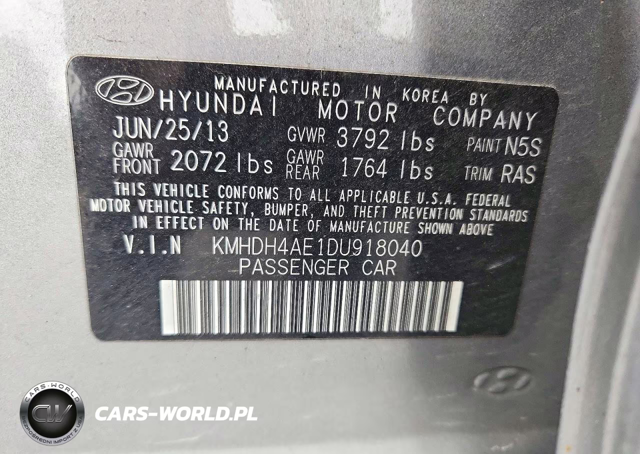 2013 Hyundai Elantra Limited VIN:KMHDH4AE1DU918040 - 12
