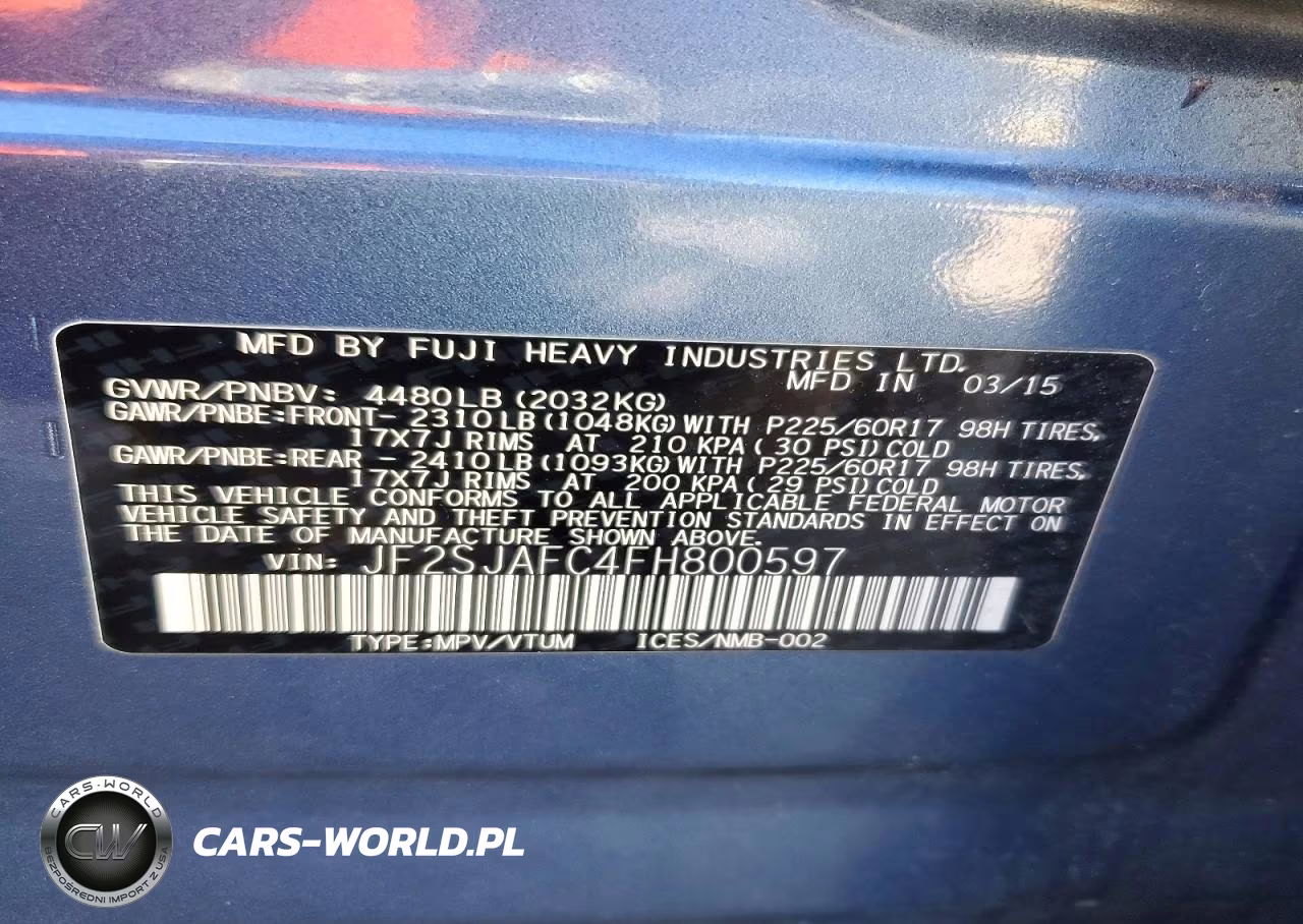 2015 Subaru Forester 2.5I Premium VIN:JF2SJAFC4FH800597 - 13