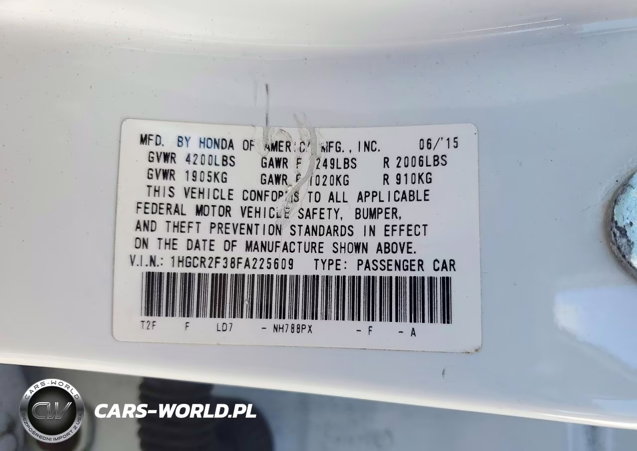 2015 Honda Accord Lx VIN:1HGCR2F38FA225609 - 12