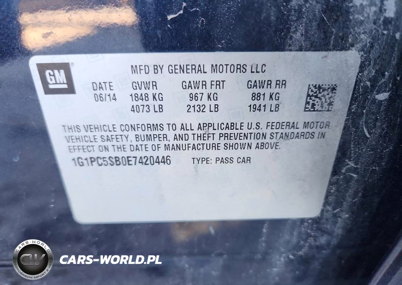2014 Chevrolet Cruze Lt VIN:1G1PC5SB0E7420446 - 13