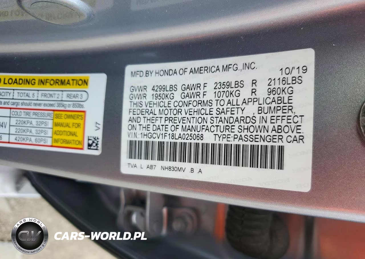 2020 Honda Accord Lx VIN:1HGCV1F18LA025068 - 12
