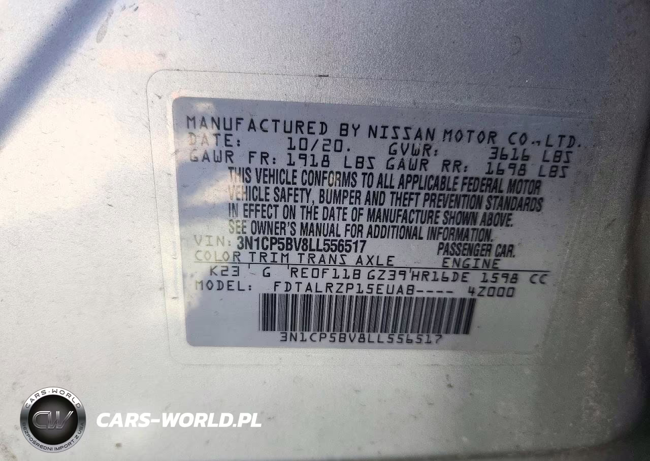 2020 Nissan Kicks S VIN:3N1CP5BV8LL556517 - 12
