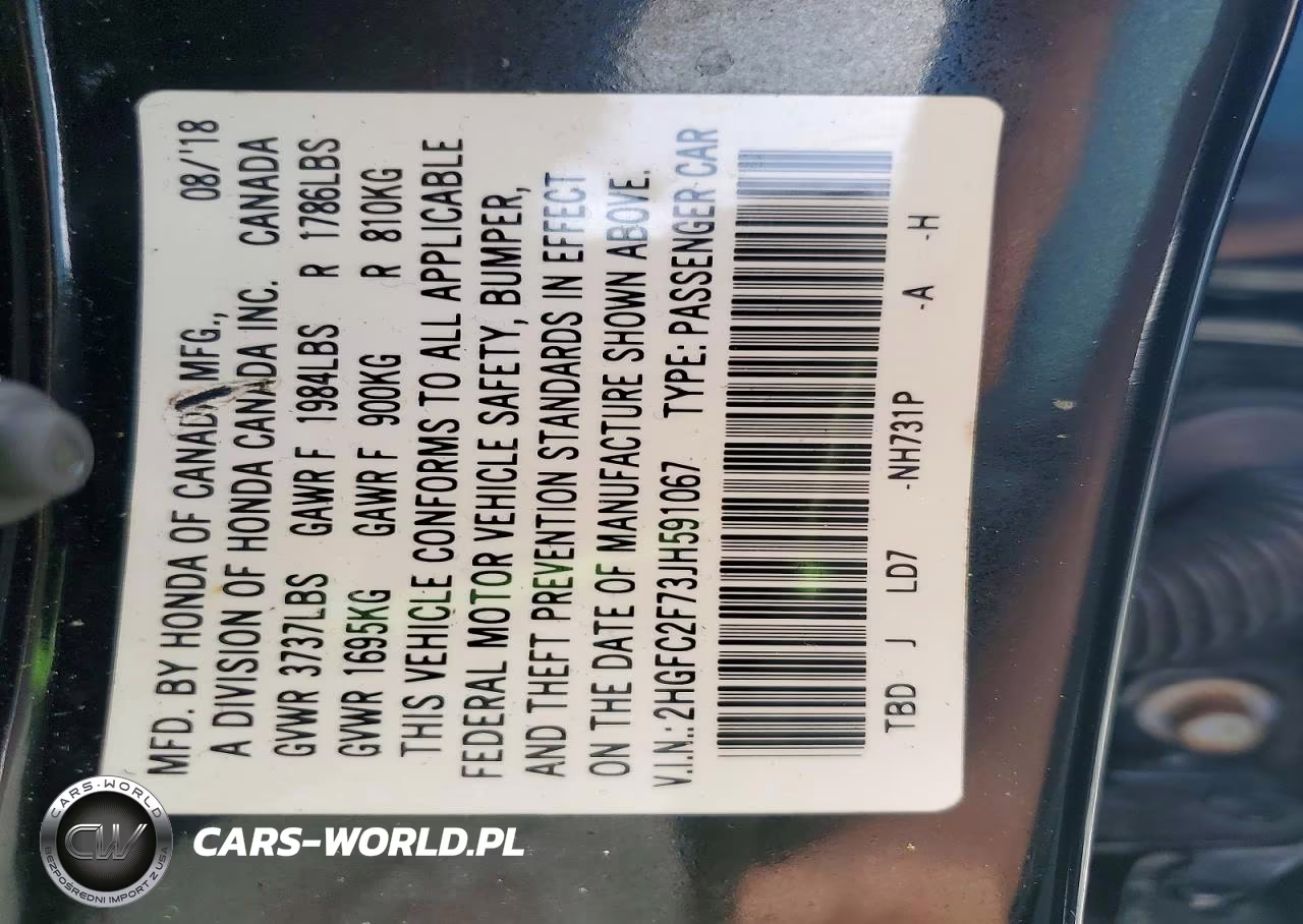 2018 Honda Civic Ex VIN:2HGFC2F73JH591067 - 12