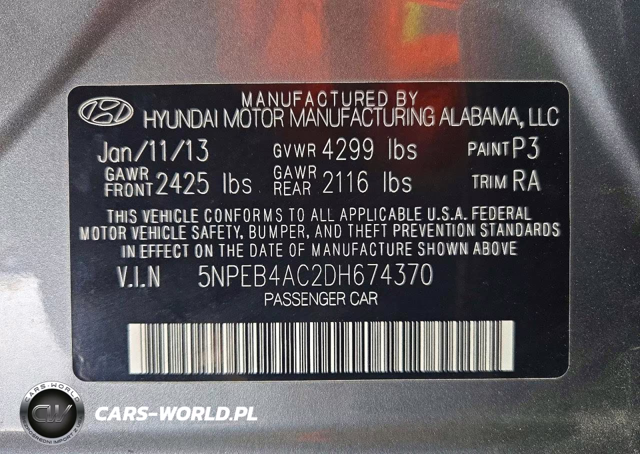 2013 Hyundai Sonata Gls VIN:5NPEB4AC2DH674370 - 12