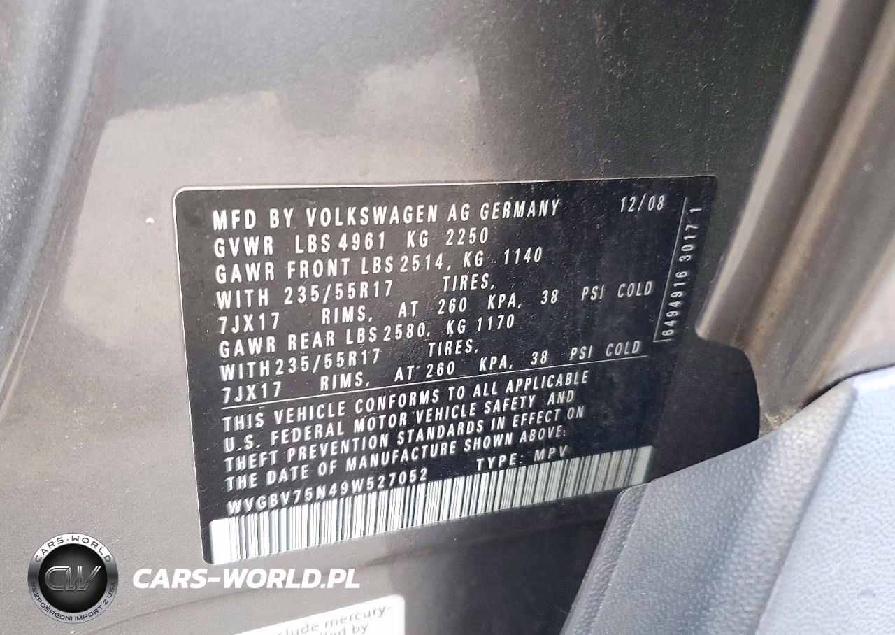 2009 Volkswagen Tiguan Se VIN:WVGBV75N49W527052 - 14