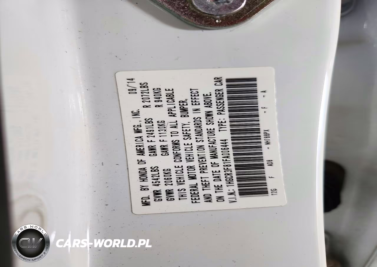 2015 Honda Accord Exl VIN:1HGCR3F81FA006444 - 12