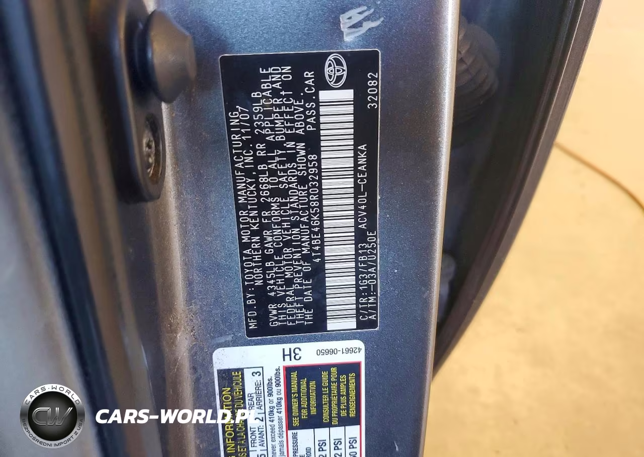 2008 Toyota Camry Le VIN:4T4BE46K58R032958 - 12