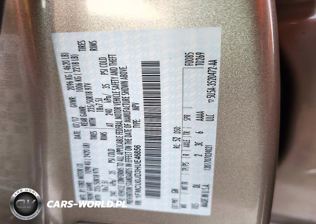 2017 Ford Escape Titanium VIN:1FMCU0JD3HUE46856 - 13