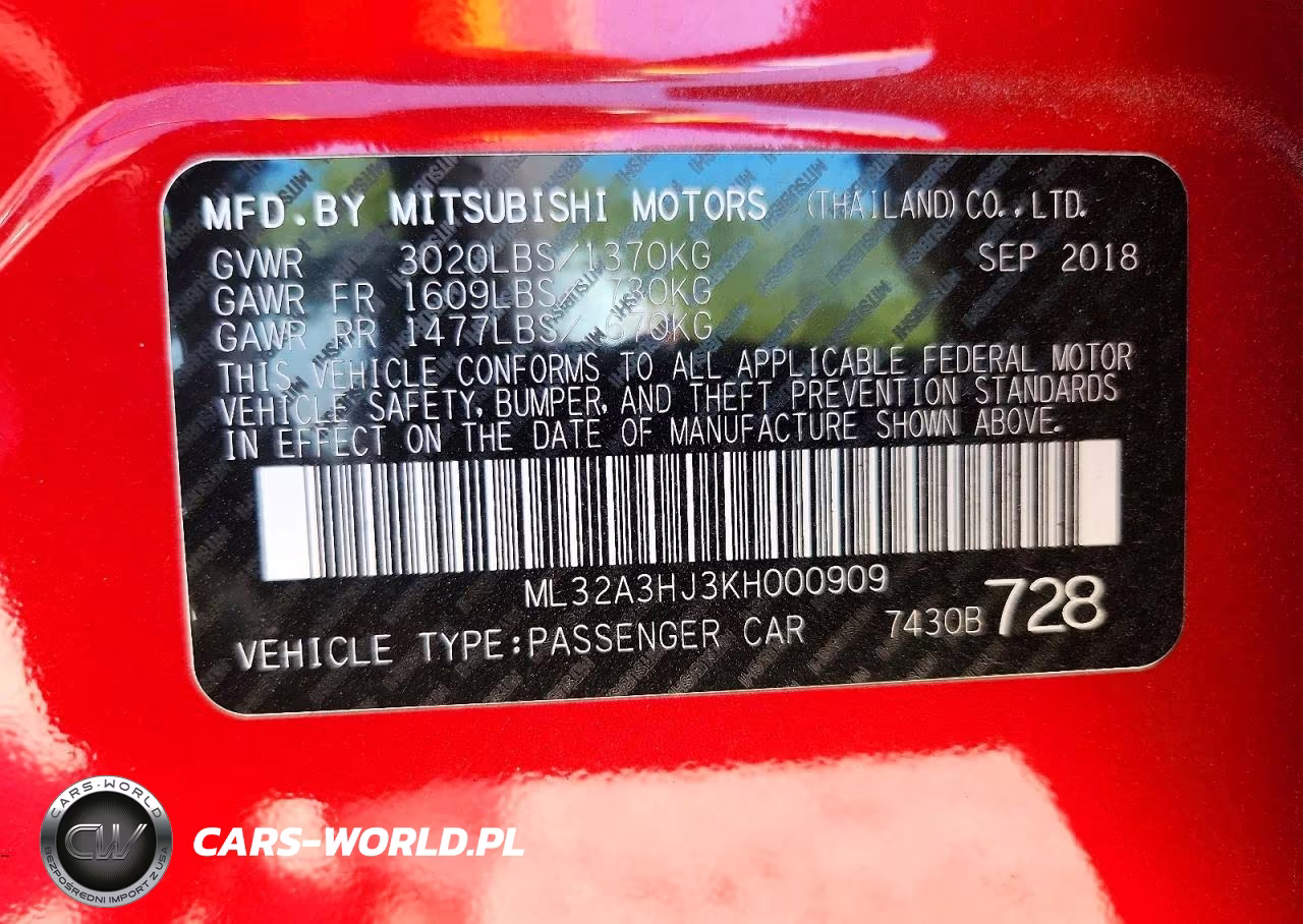 2019 Mitsubishi Mirage Es VIN:ML32A3HJ3KH000909 - 12