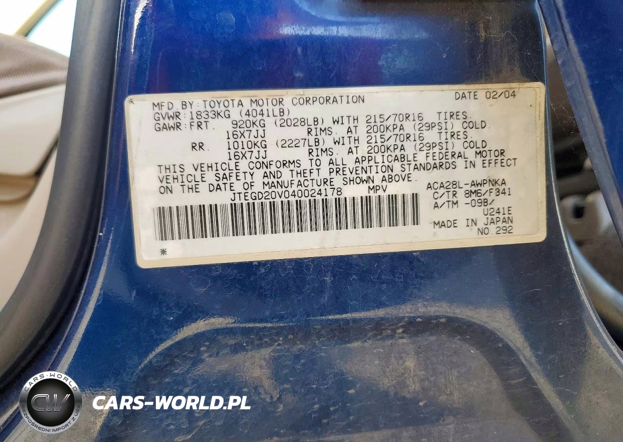 2004 Toyota Rav4 Base VIN:JTEGD20V040024178 - 12