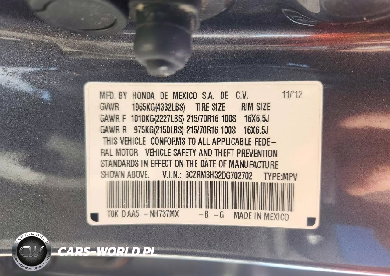2013 Honda Cr-V Lx VIN:3CZRM3H32DG702702 - 14
