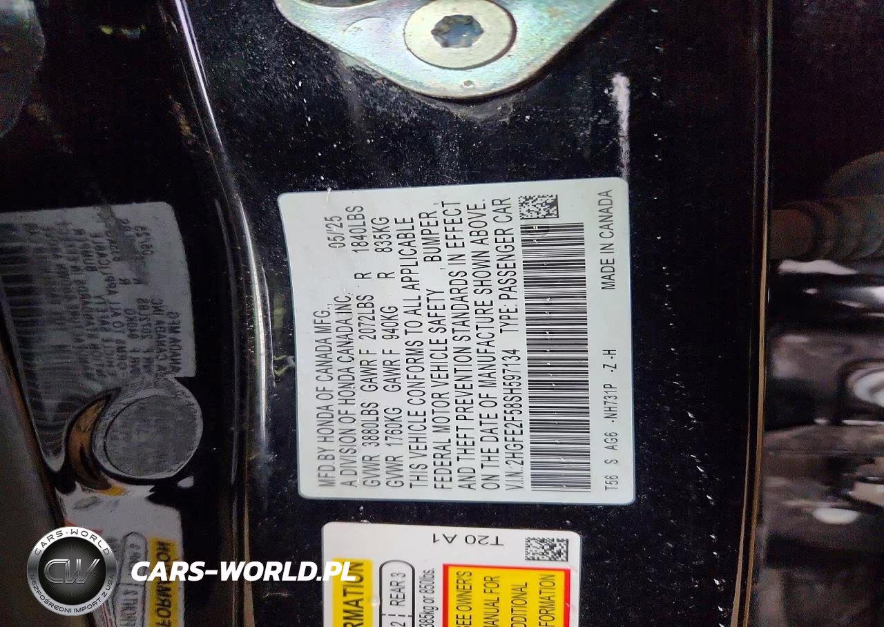 2025 Honda Civic Sport VIN:2HGFE2F58SH597134 - 13