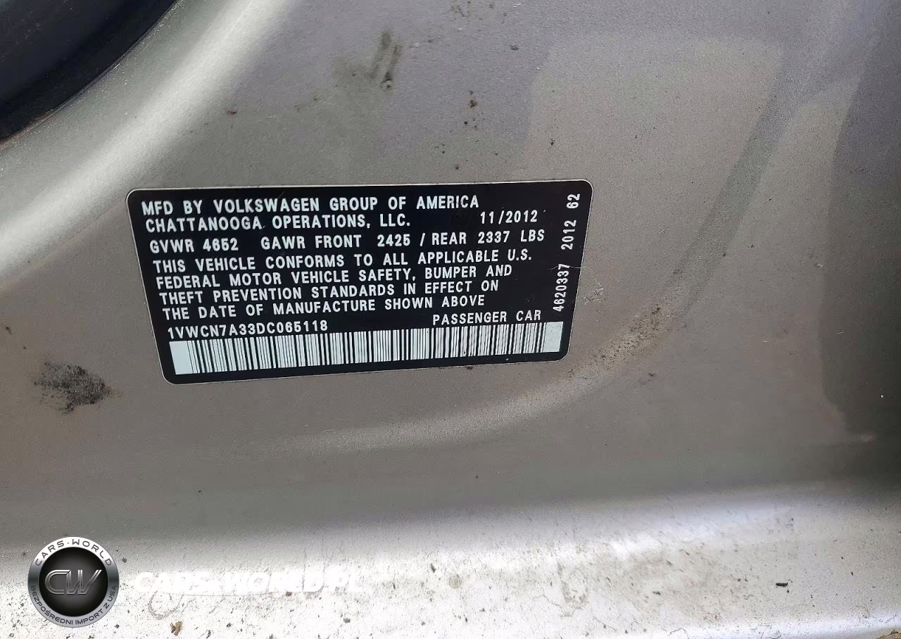 2013 Volkswagen Passat Sel VIN:1VWCN7A33DC065118 - 13