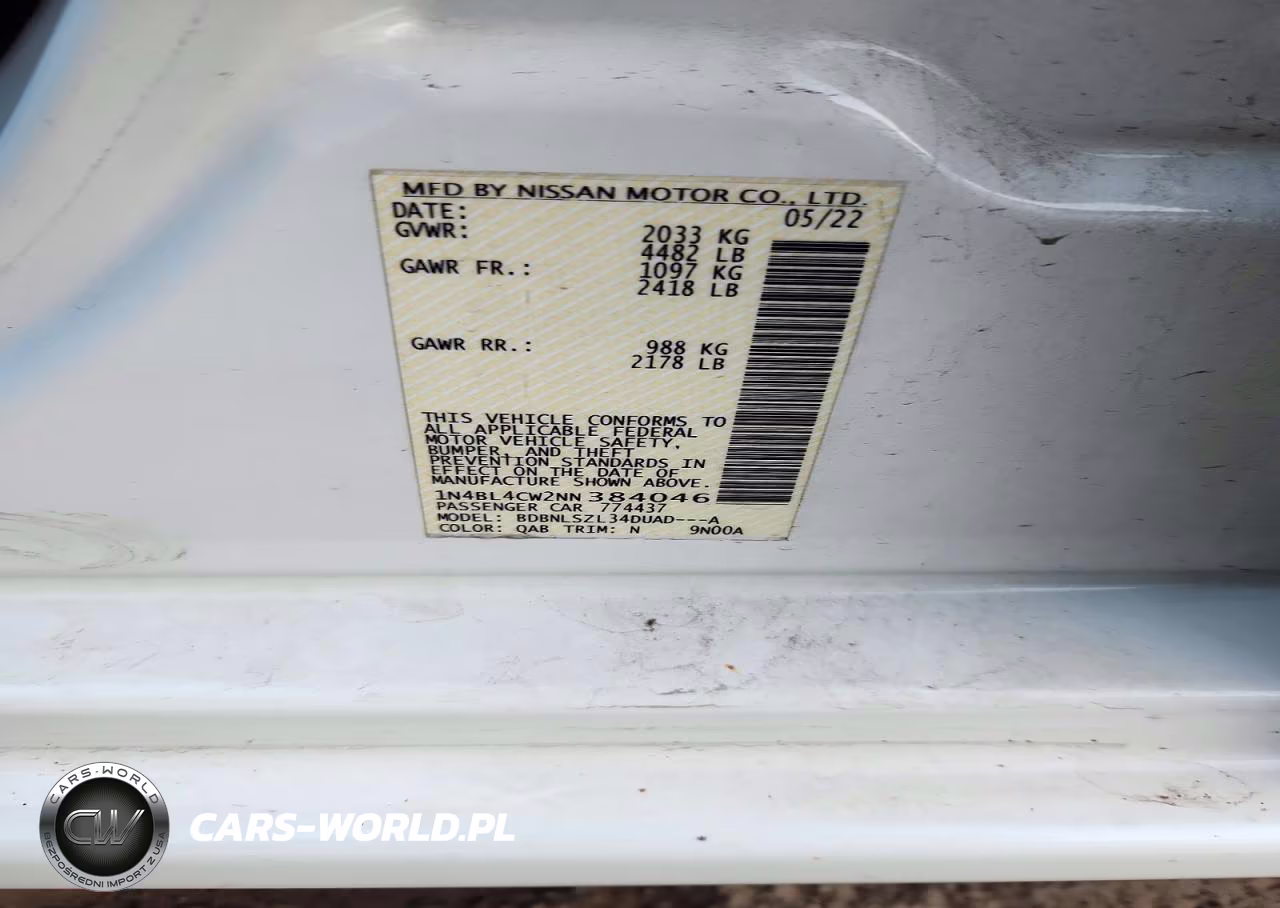 2022 Nissan Altima Sr VIN:1N4BL4CW2NN384046 - 13