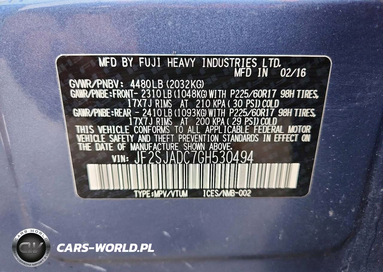 2016 Subaru Forester 2.5I Premium VIN:JF2SJADC7GH530494 - 14