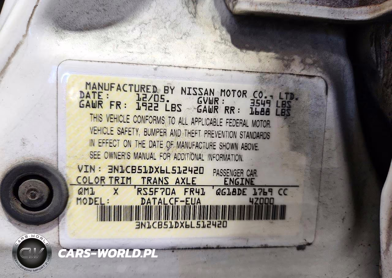 2006 Nissan Sentra 1.8 VIN:3N1CB51DX6L512420 - 12