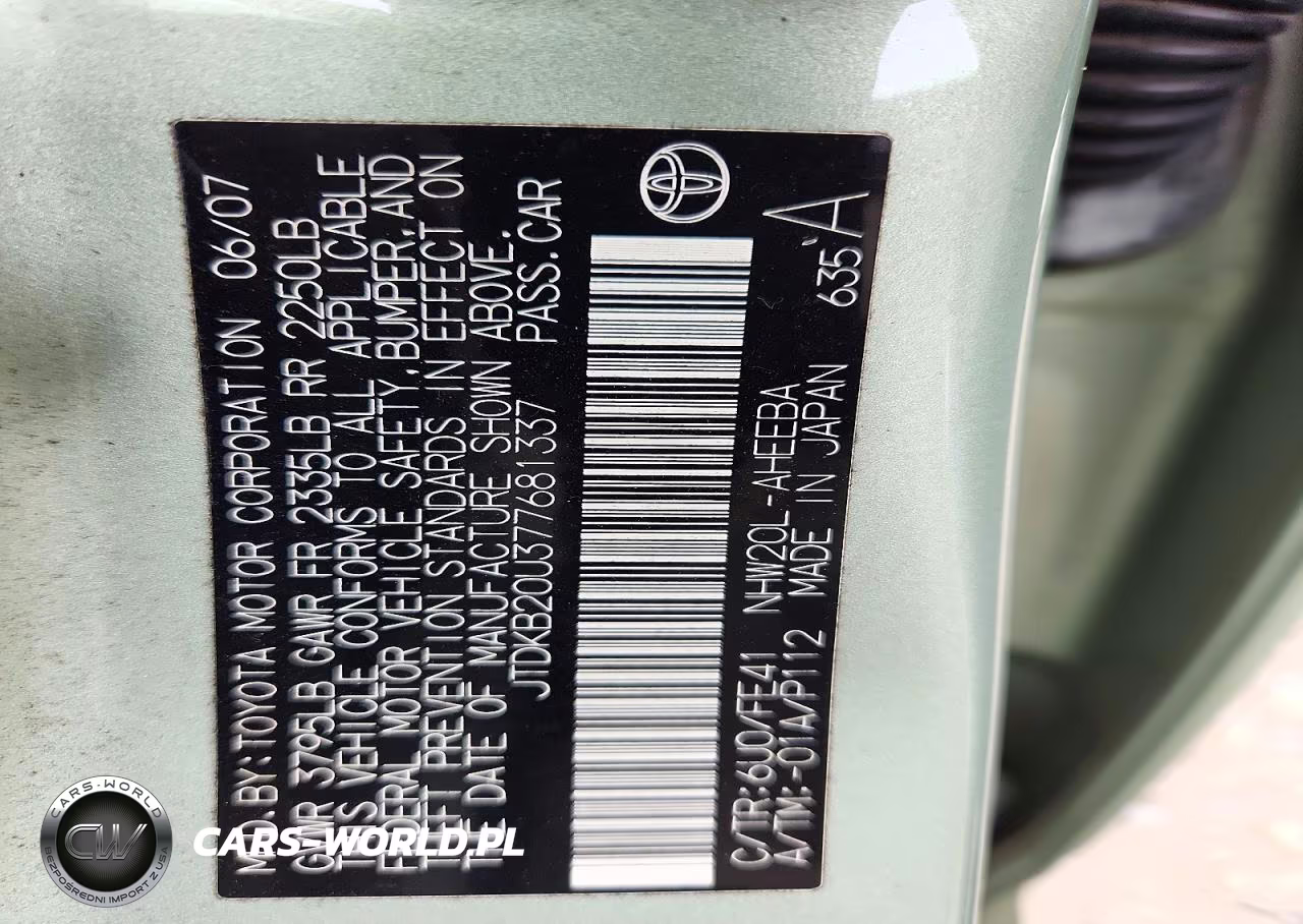 2007 Toyota Prius Base VIN:JTDKB20U377681337 - 12