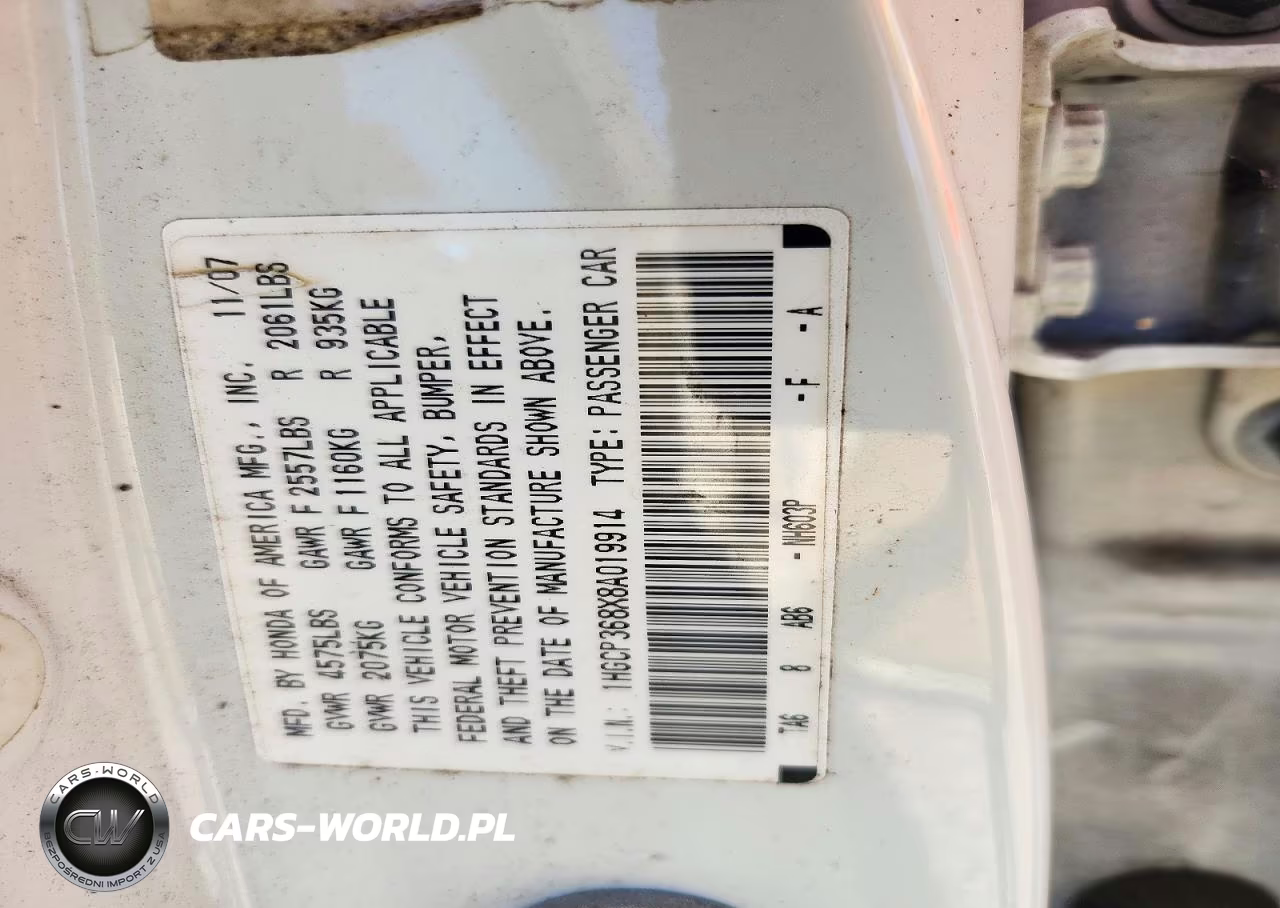 2008 Honda Accord Exl VIN:1HGCP368X8A019914 - 12