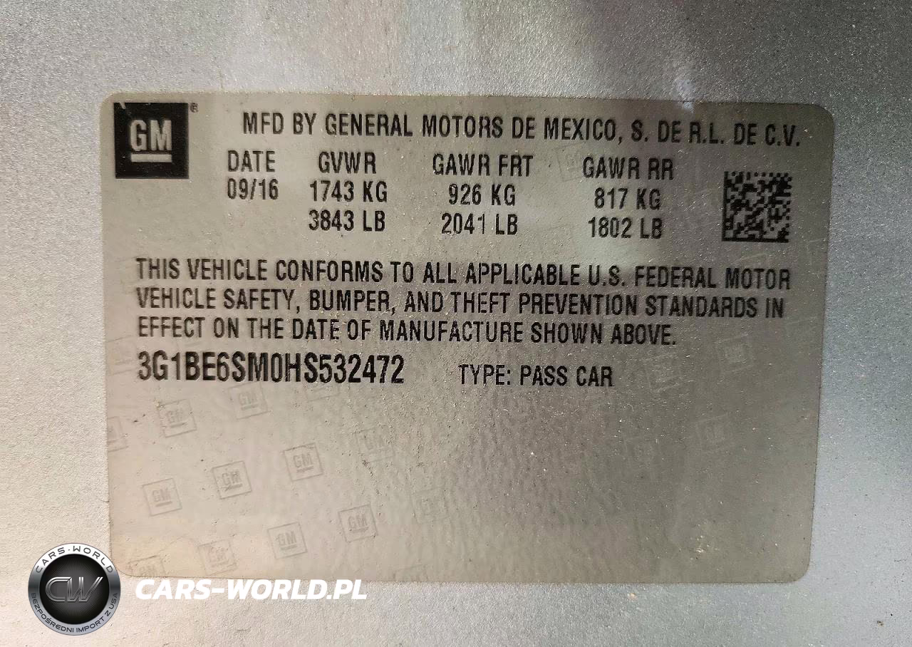 2017 Chevrolet Cruze Lt VIN:3G1BE6SM0HS532472 - 13