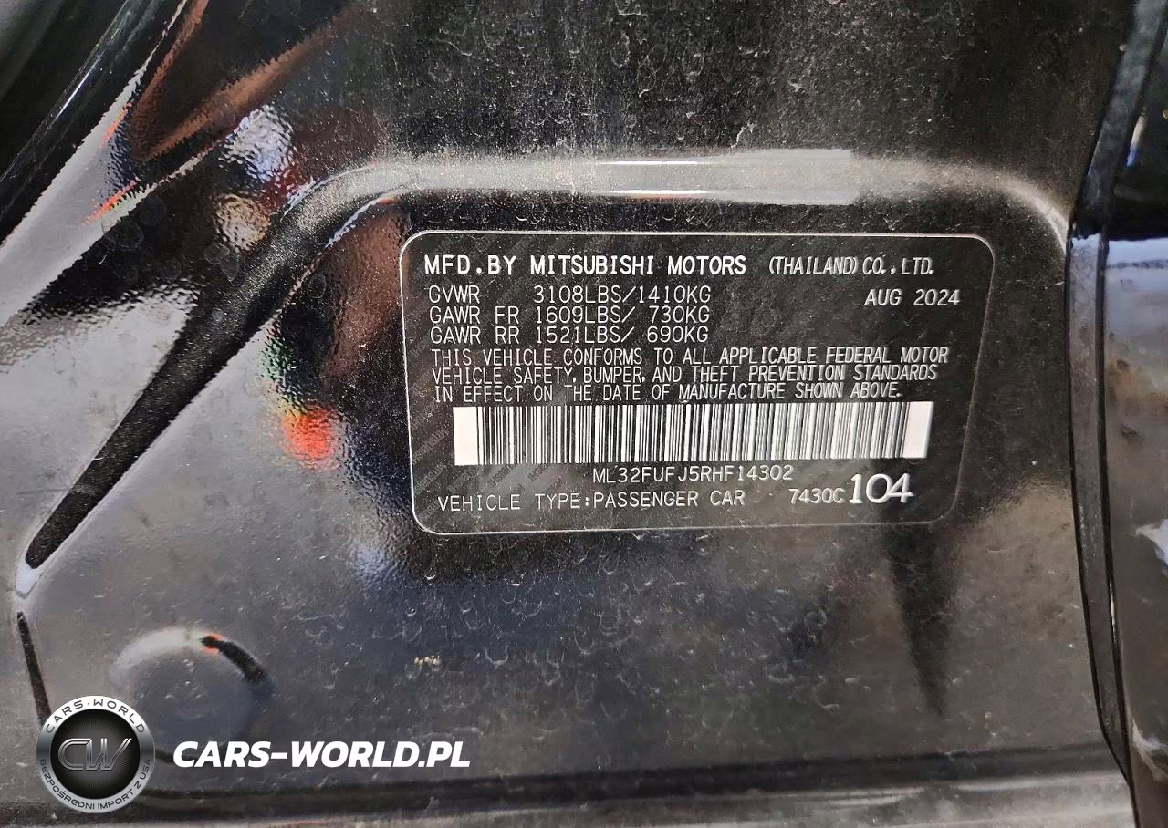 2024 Mitsubishi Mirage G4 Es VIN:ML32FUFJ5RHF14302 - 12