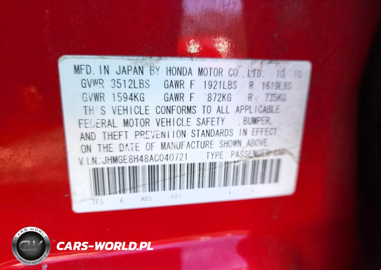 2010 Honda Fit Sport VIN:JHMGE8H48AC040721 - 12