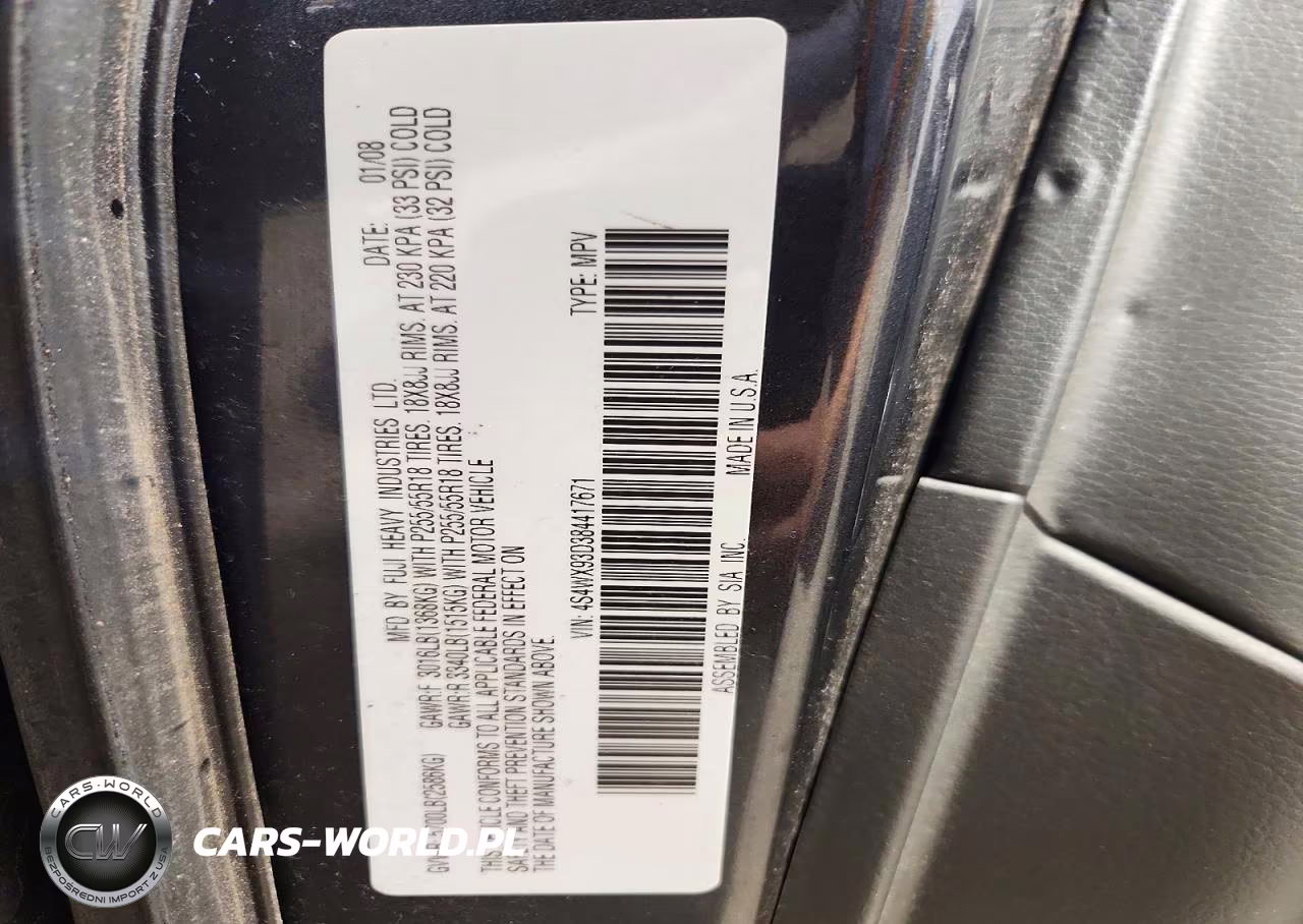 2008 Subaru Tribeca Limited VIN:4S4WX93D384417671 - 13