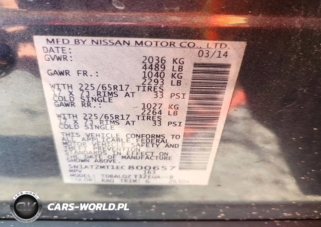 2014 Nissan Rogue Sv VIN:5N1AT2MT1EC800657 - 13