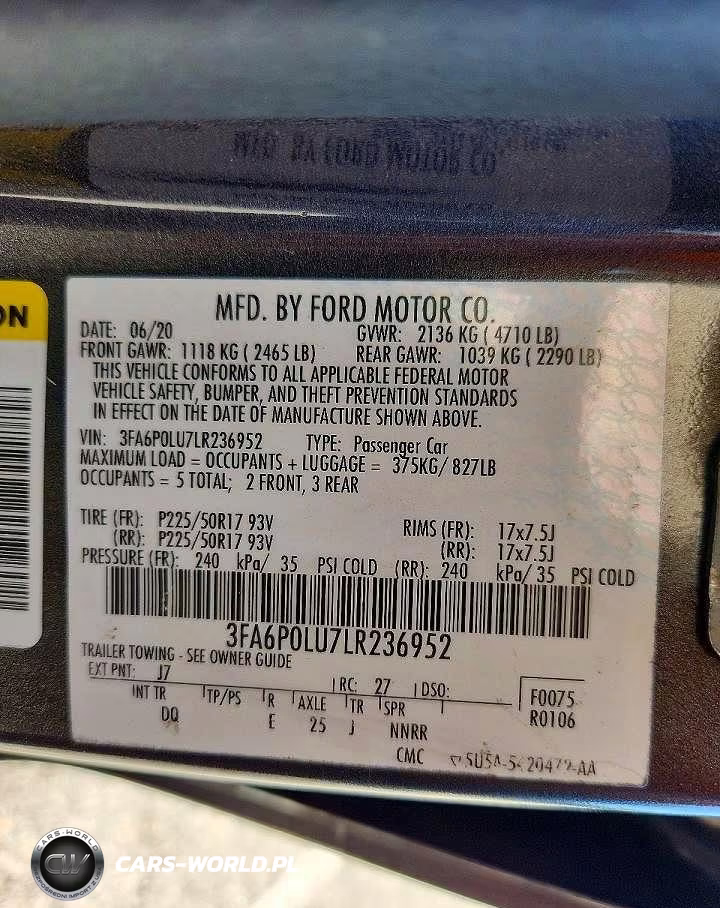 2020 Ford Fusion Se Hybrid VIN:3FA6P0LU7LR236952 - 12