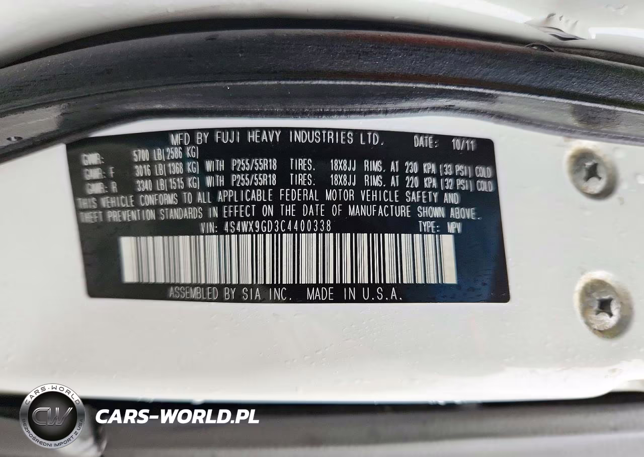 2012 Subaru Tribeca Limited VIN:4S4WX9GD3C4400338 - 13
