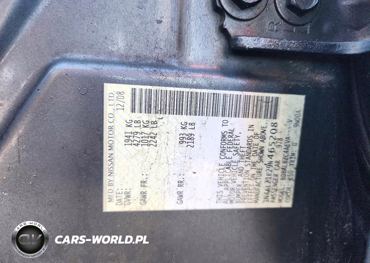 2009 Nissan Altima 2.5 VIN:1N4AL21E29N465208 - 12