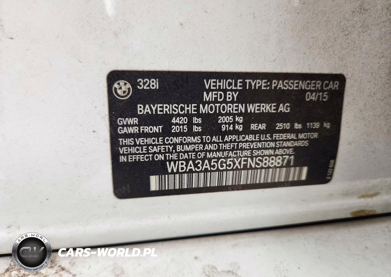 2015 BMW 328 I VIN:WBA3A5G5XFNS88871 - 12