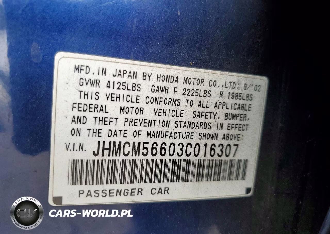 2003 Honda Accord Ex VIN:JHMCM56603C016307 - 12