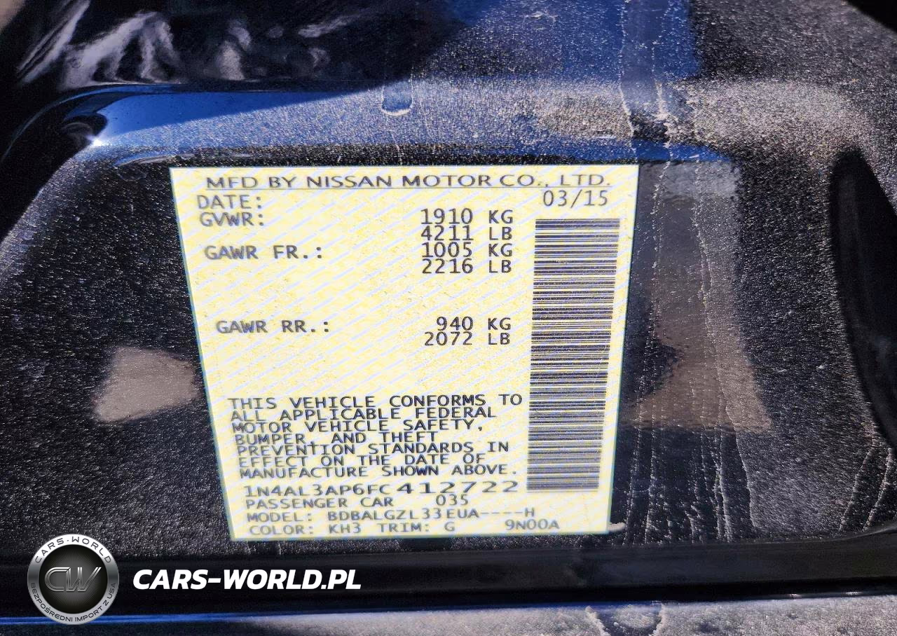 2015 Nissan Altima 2.5 VIN:1N4AL3AP6FC412722 - 12