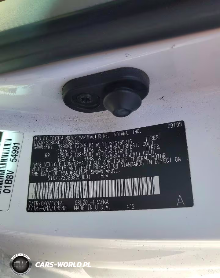 2009 Toyota Sienna Le 8-Passenger VIN:5TDZK23C89S253001 - 13