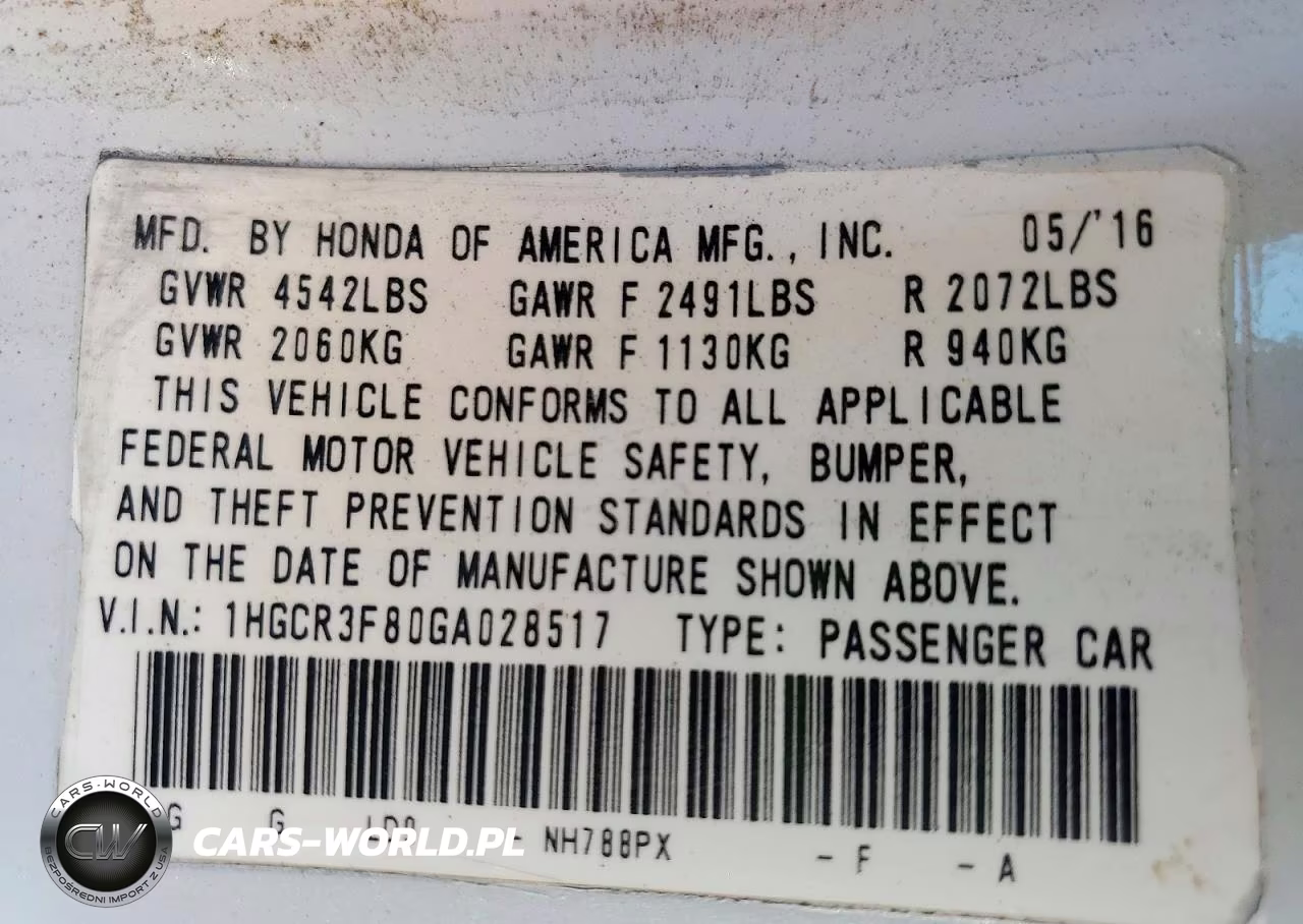 2016 Honda Accord Exl VIN:1HGCR3F80GA028517 - 13