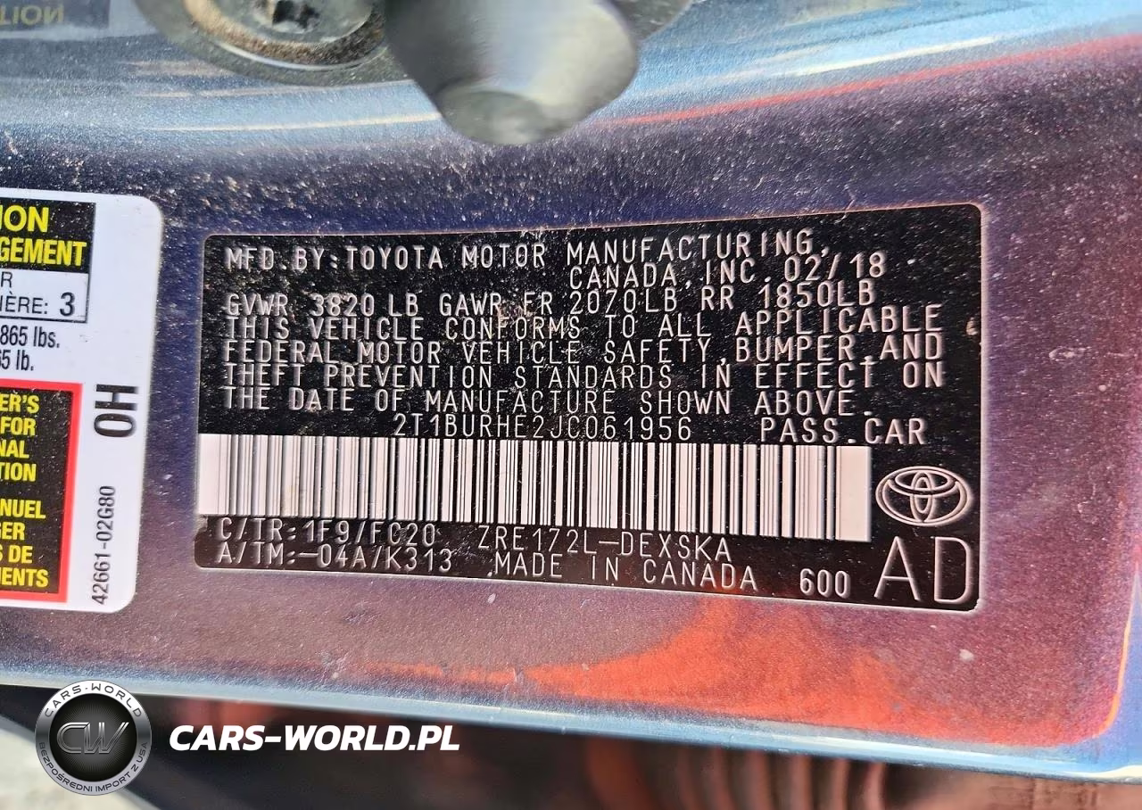 2018 Toyota Corolla Se VIN:2T1BURHE2JC061956 - 12