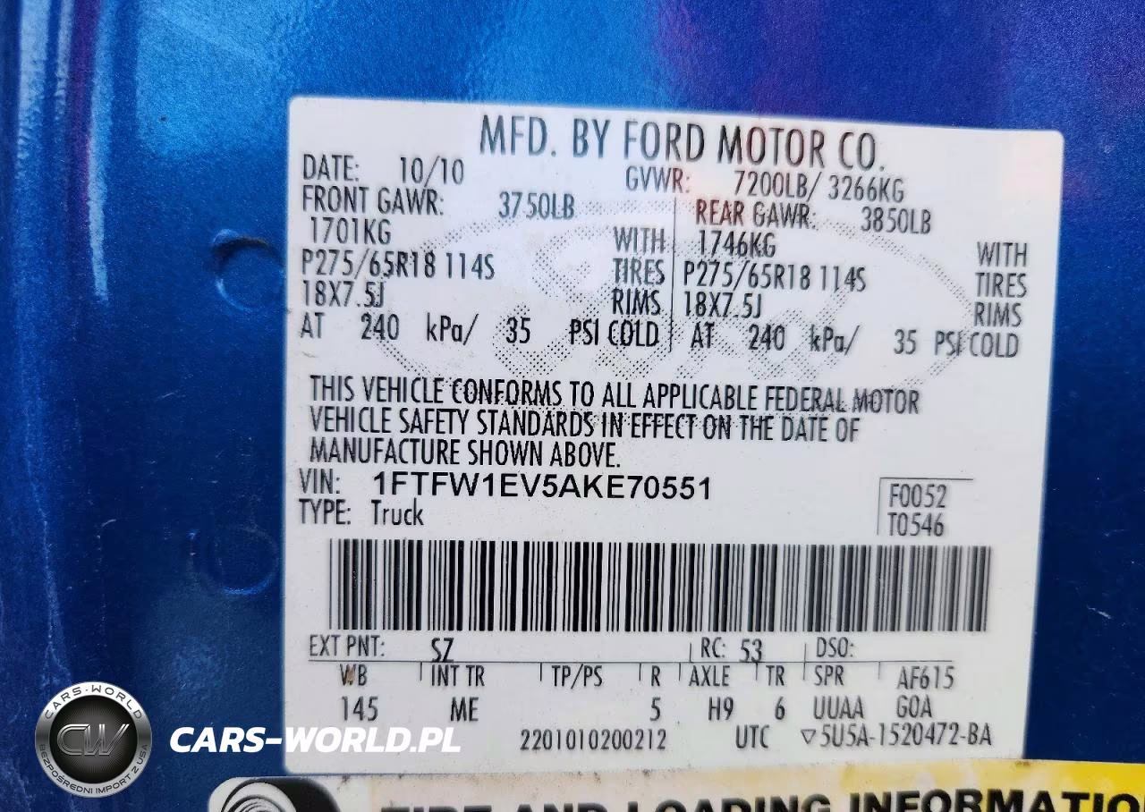 2010 Ford F150 Supercrew VIN:1FTFW1EV5AKE70551 - 12