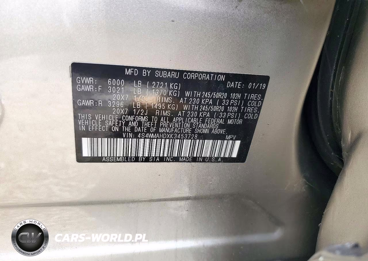 2019 Subaru Ascent Premium VIN:4S4WMAHDXK3453728 - 14