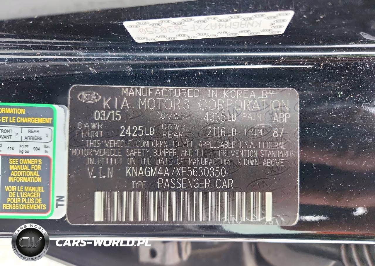 2015 Kia Optima Lx VIN:KNAGM4A7XF5630350 - 12