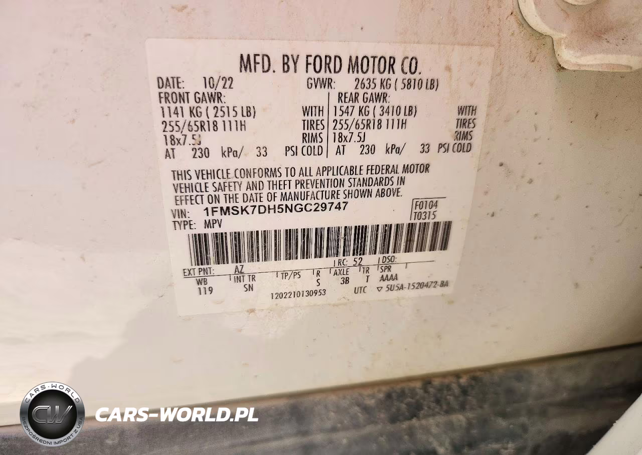 2022 Ford Explorer Xlt VIN:1FMSK7DH5NGC29747 - 13