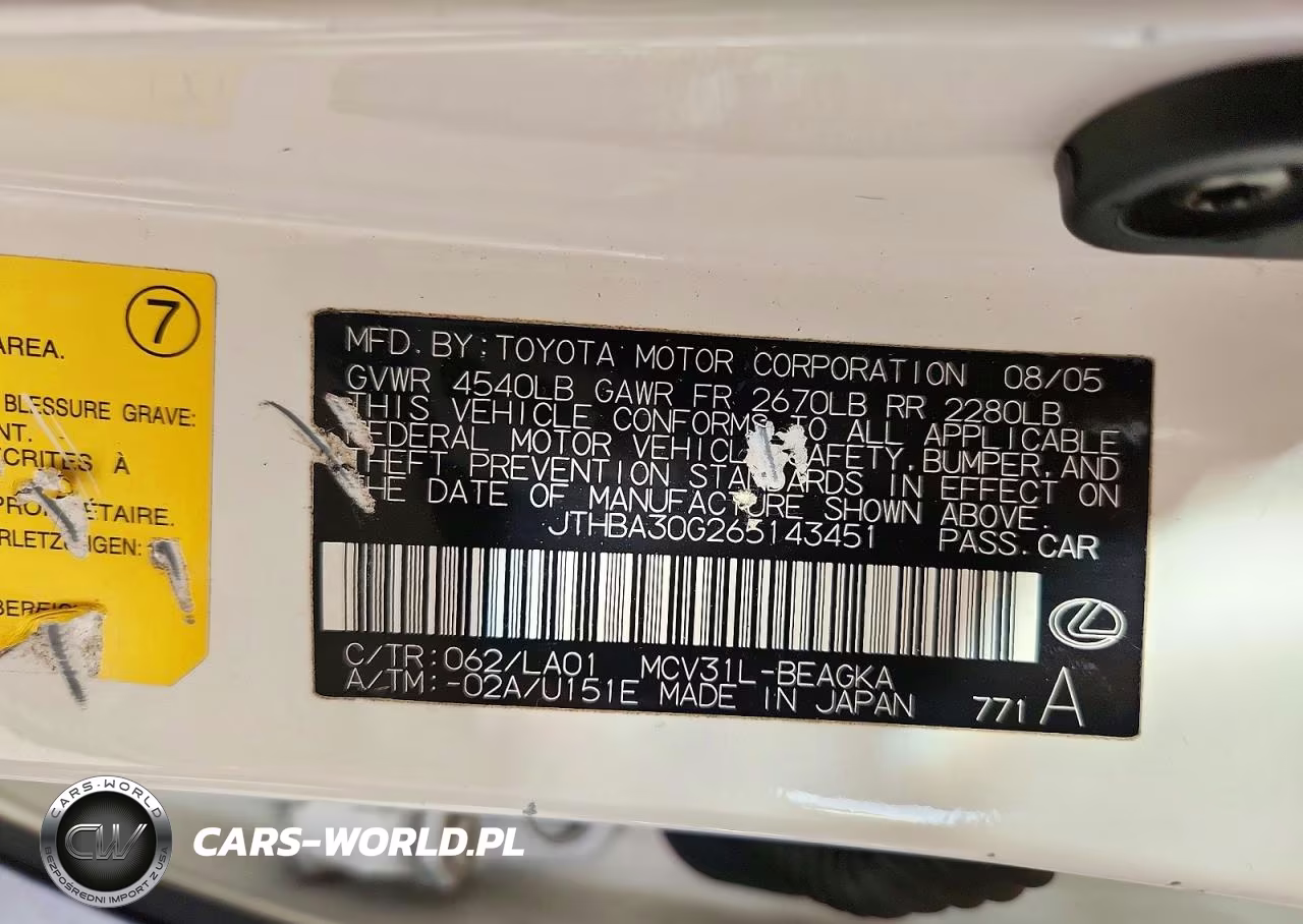 2006 Lexus Es 330 VIN:JTHBA30G265143451 - 12