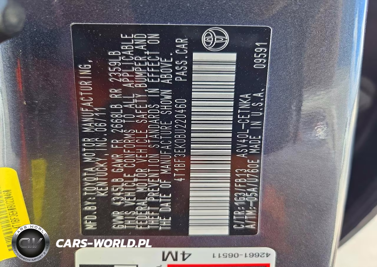 2011 Toyota Camry Le VIN:4T1BF3EK0BU220460 - 13