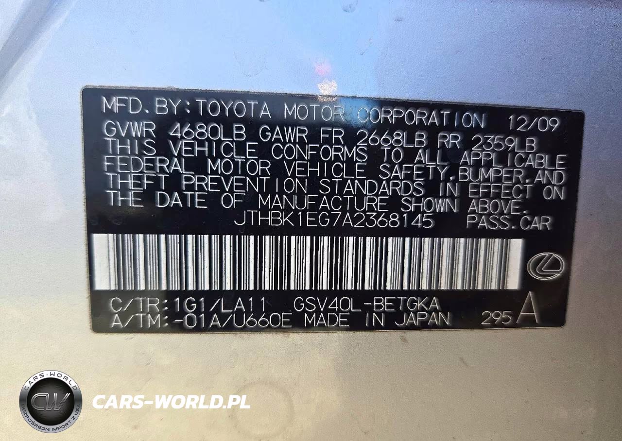 2010 Lexus Es 350 VIN:JTHBK1EG7A2368145 - 12