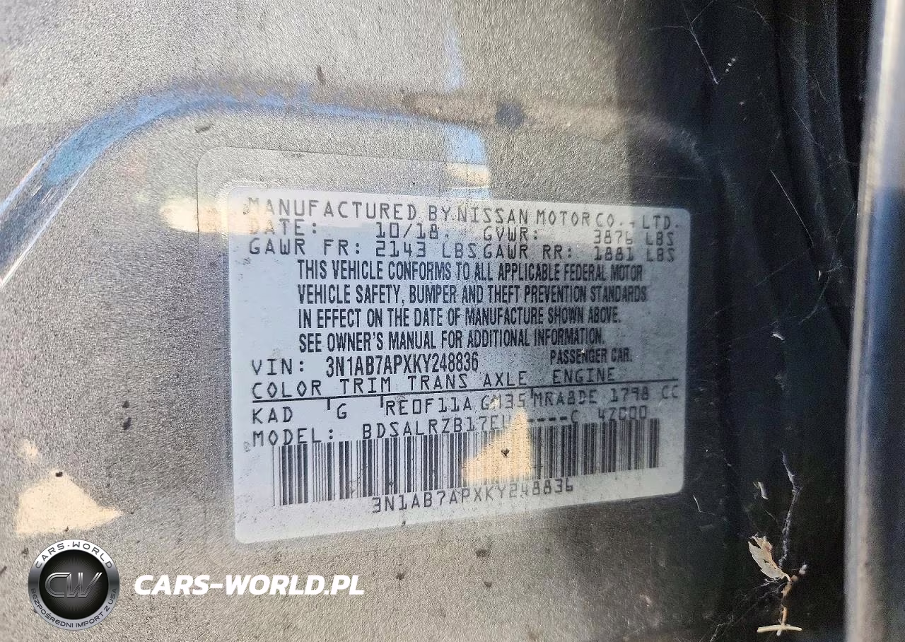 2019 Nissan Sentra Sr VIN:3N1AB7APXKY248836 - 13