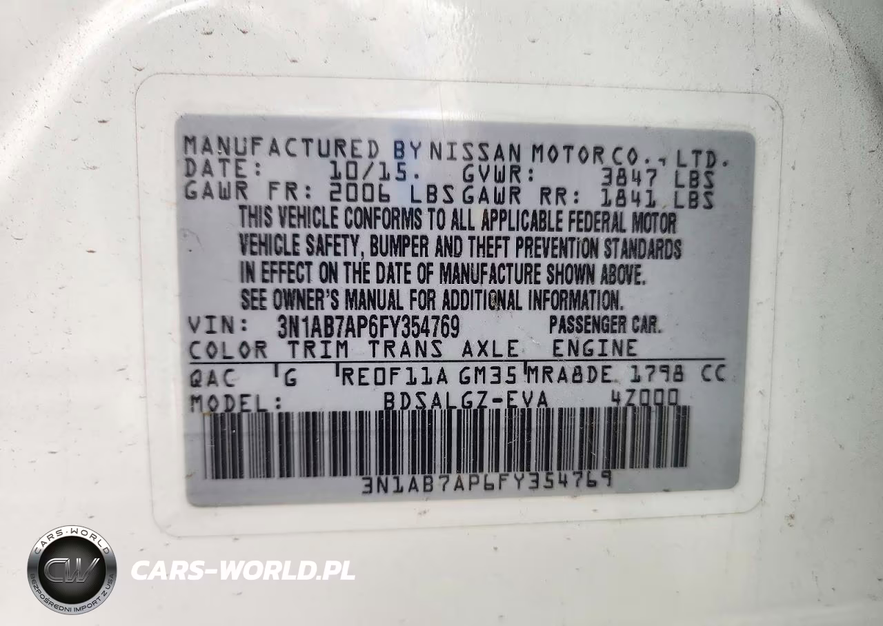 2015 Nissan Sentra Sl VIN:3N1AB7AP6FY354769 - 12